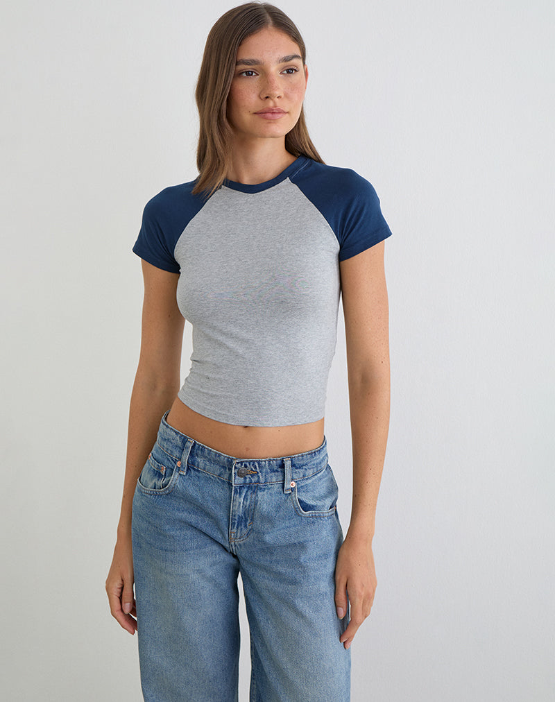 Women's Fitted Tee with Crew Neckline in Navy for Everyday Wear