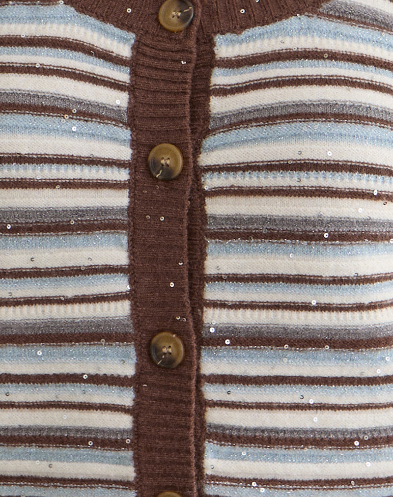 Women's Knit Long Sleeve Top with Scoop Neckline in Brown for Everyday Wear