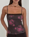Women's Lace Cami Top in Brown Flattering Fit for Everyday Wear