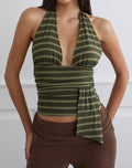Women's Halterneck Top in Green Flattering Fit for Everyday Wear