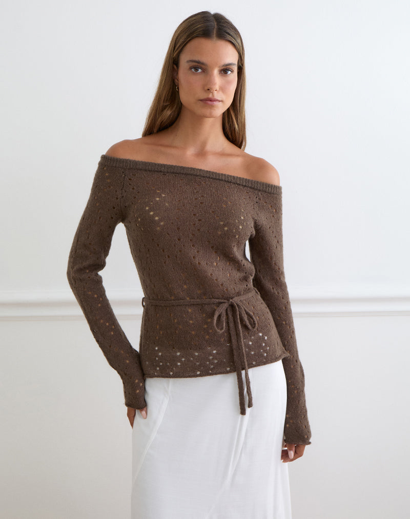 Women's Knit Shift Midi Dress in Brown for Everyday Wear