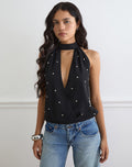 Women's Chiffon Halterneck Top in Black for Everyday Wear