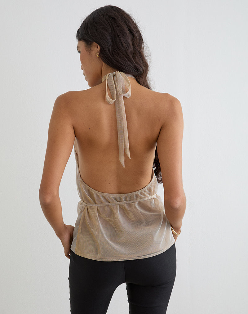 Women's Halterneck Top in Gol Flattering Fit for Everyday Wear