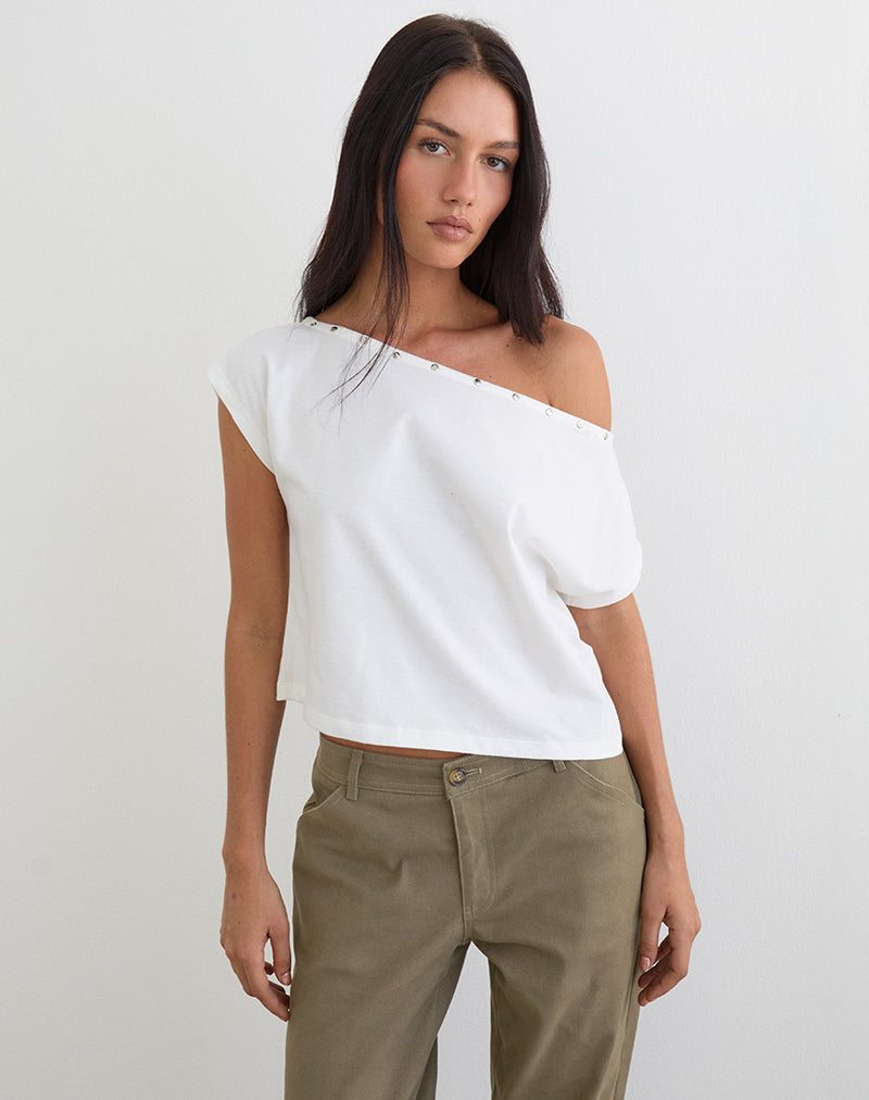 Women's Jersey Fashion Top in White for Everyday Wear