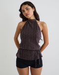 Women's Halterneck Top in Brown Flattering Fit for Everyday Wear