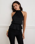 Women's Chiffon Halterneck Top in Black for Everyday Wear