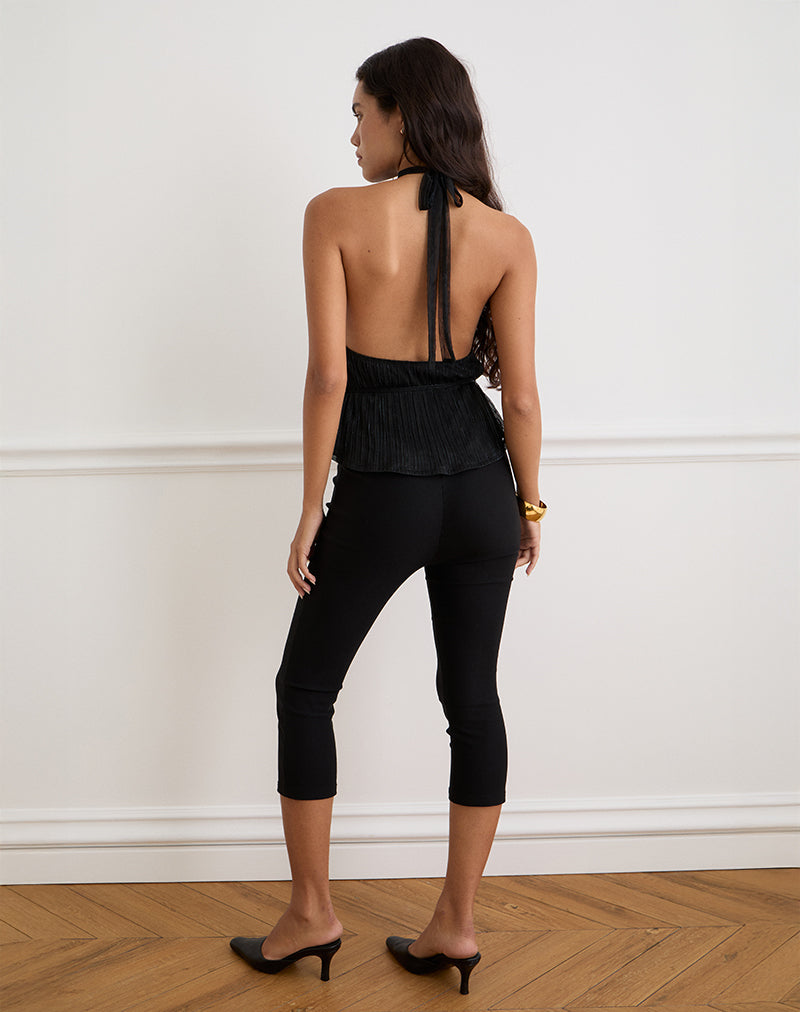 Women's Chiffon Halterneck Top in Black for Everyday Wear
