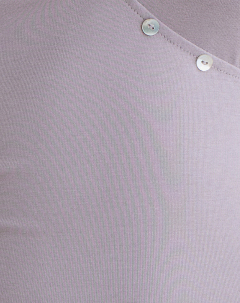 Women's Eco Lyocell Fashion Fitted Top with V-Neckline in Lilac for Everyday Wear