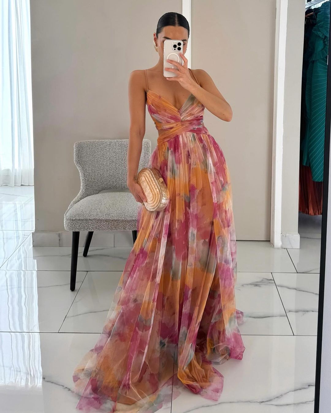 Women's Floral Maxi Dress in Floral for Date Night