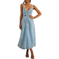 Women's Denim Shift Flowy Midi Dress for Date Night