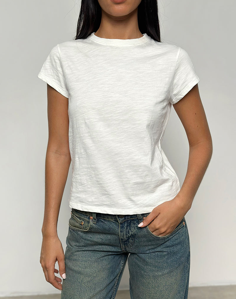 Women's Fitted Tee with Crew Neckline in Ivory for Everyday Wear
