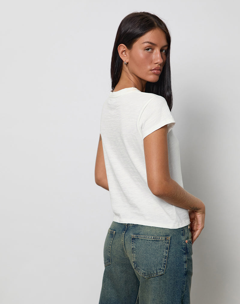 Women's Fitted Tee with Crew Neckline in Ivory for Everyday Wear