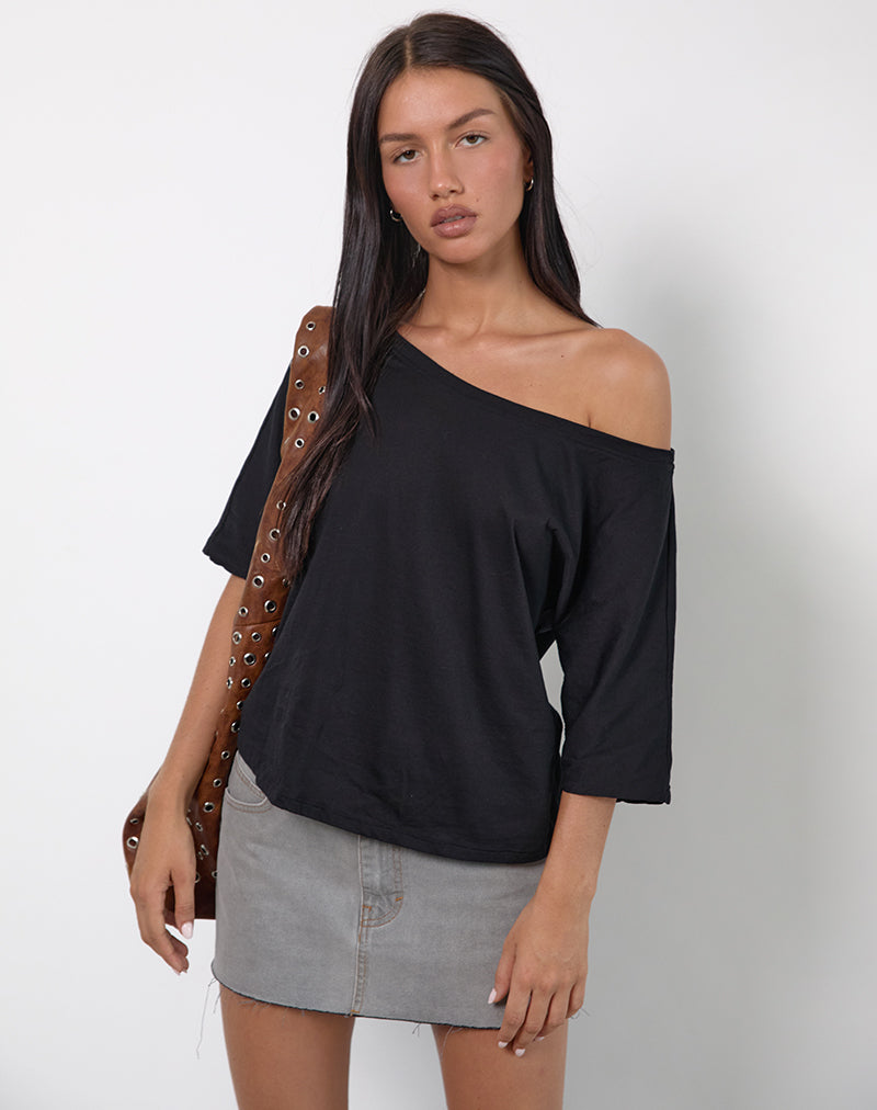 Women's Cotton Shift Midi Dress in Black for Everyday Wear