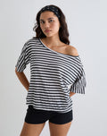 Women's Fashion Oversized Top with Off-Shoulder in Ivory for Everyday Wear