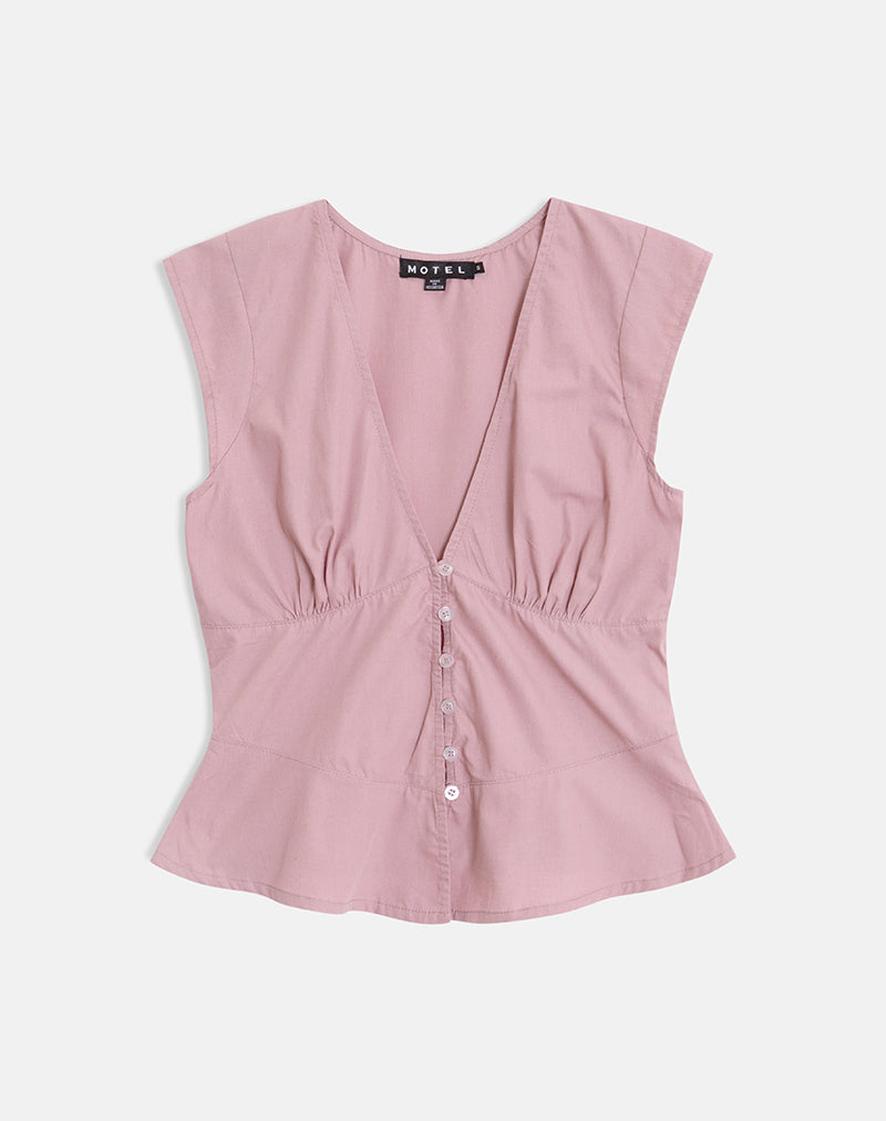 Women's Button-Up Blouse in Rose for Everyday Wear