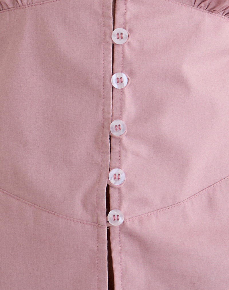 Women's Button-Up Blouse in Rose for Everyday Wear