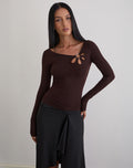 Women's Jersey Long Sleeve Top in Chocolate for Everyday Wear