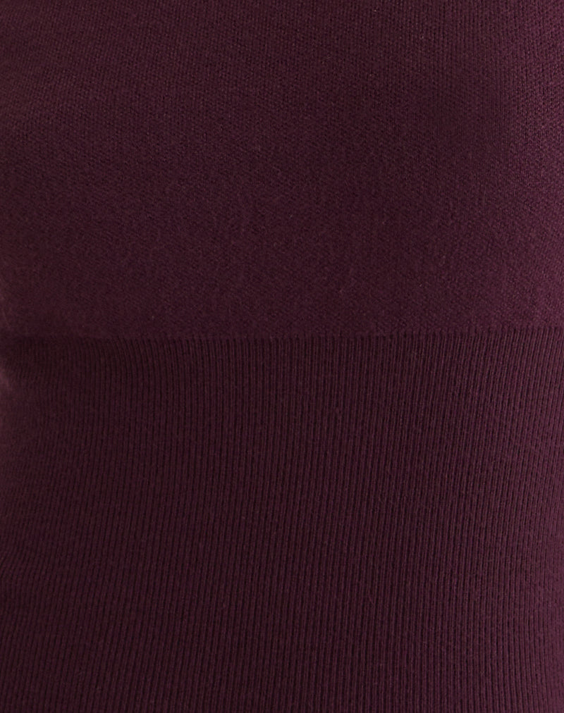 Women's Knit Long Sleeve Top with Keyhole Detail in Plum for Everyday Wear