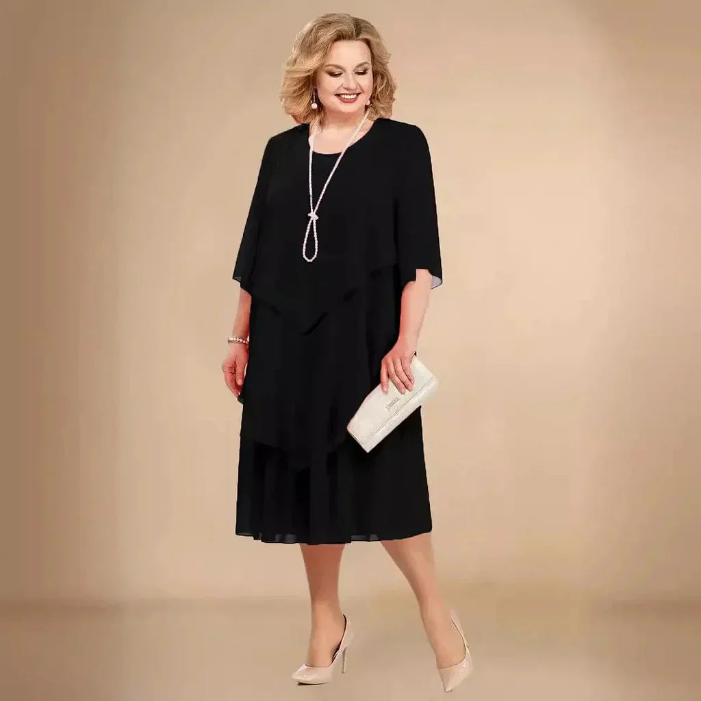 Women's Chiffon Shift Flowy Midi Dress for Date Night