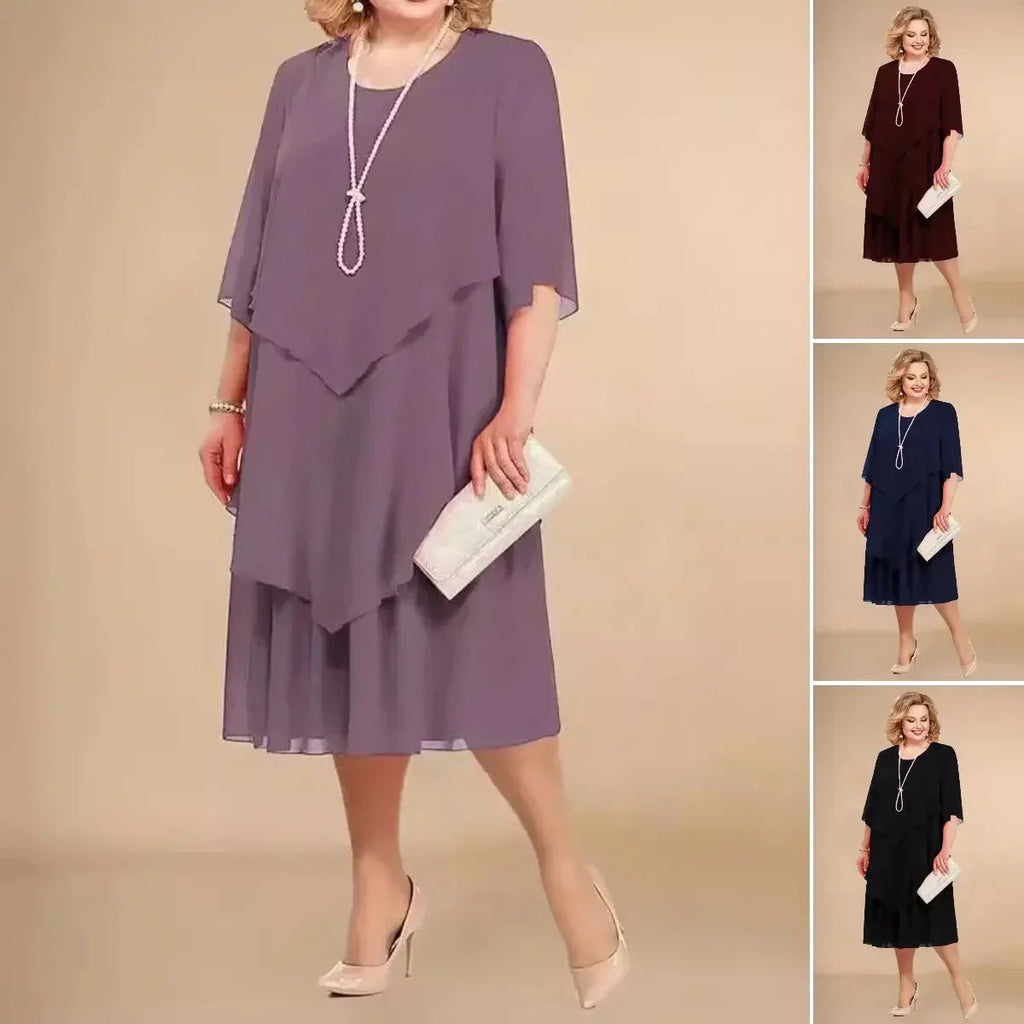 Women's Chiffon Shift Flowy Midi Dress for Date Night