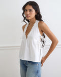 Women's Lace Button-Up Blouse in White for Everyday Wear