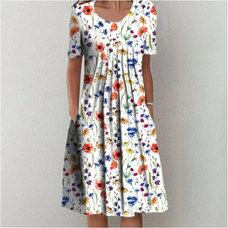 Women's Floral Flowy Midi Dress in Floral for Date Night