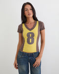 Women's Fitted Tee Bodycon with V-Neckline in Brown for Everyday Wear