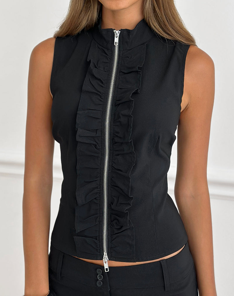 Women's Fashion Fitted Top in Black for Everyday Wear