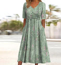Women's Floral Flowy Midi Dress in Floral for Holiday and Resort