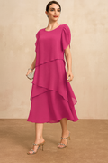 Women's Chiffon Shift Flowy Midi Dress for Date Night