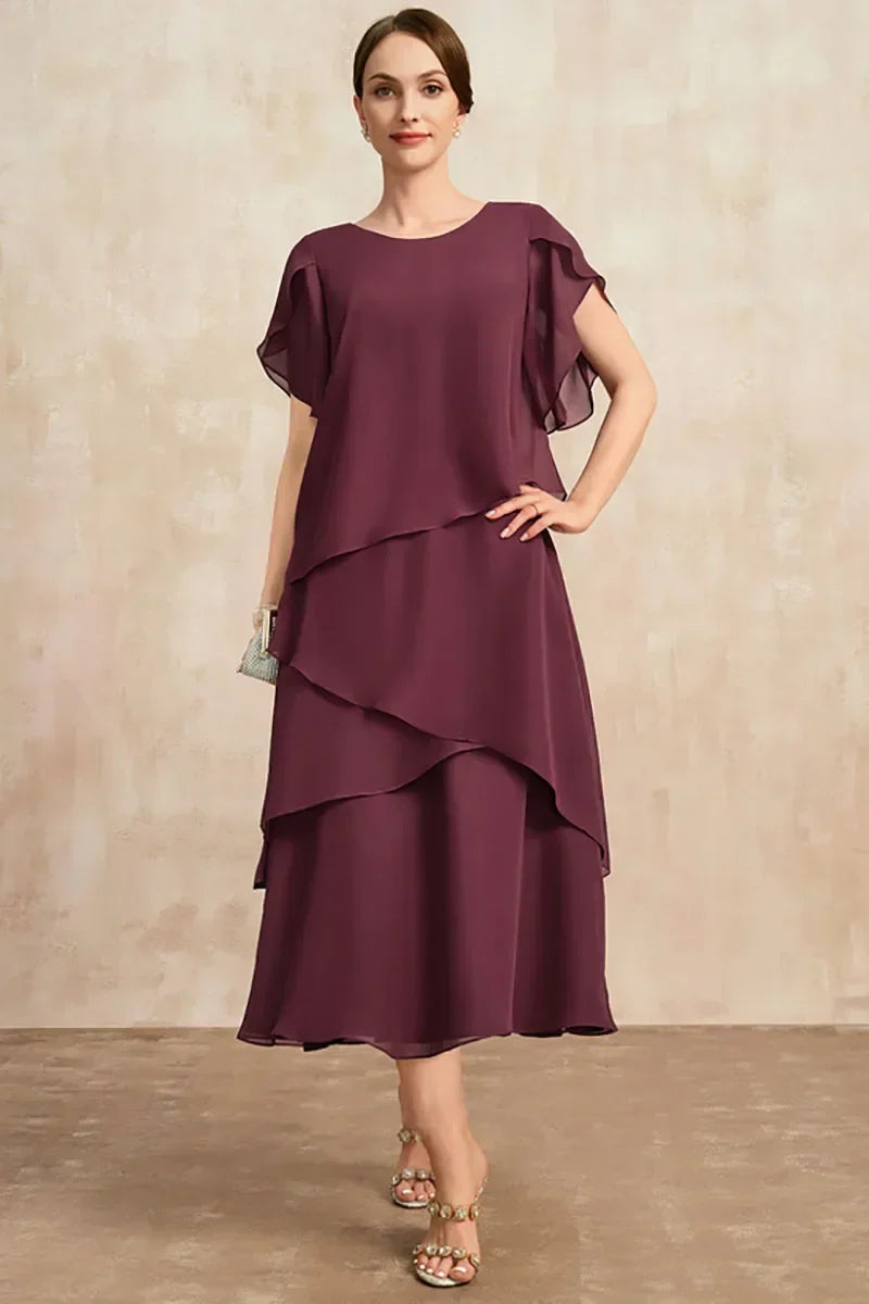 Women's Chiffon Shift Flowy Midi Dress for Date Night