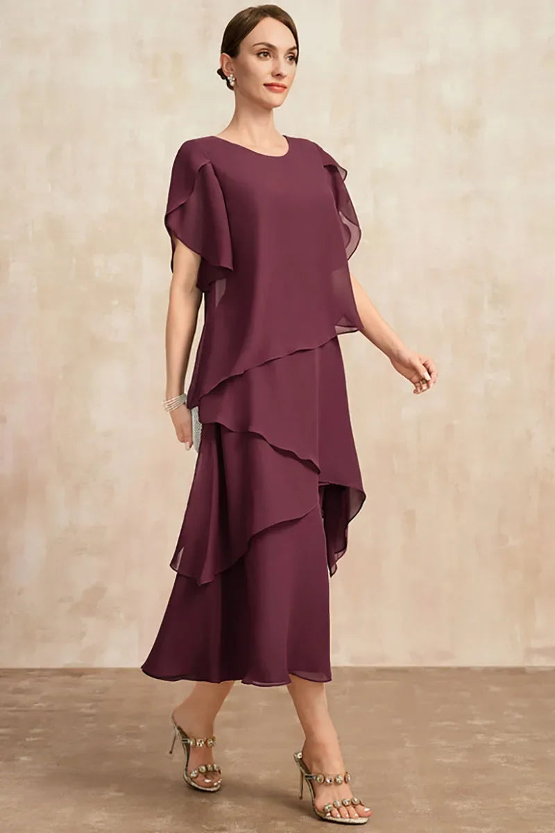 Women's Chiffon Shift Flowy Midi Dress for Date Night