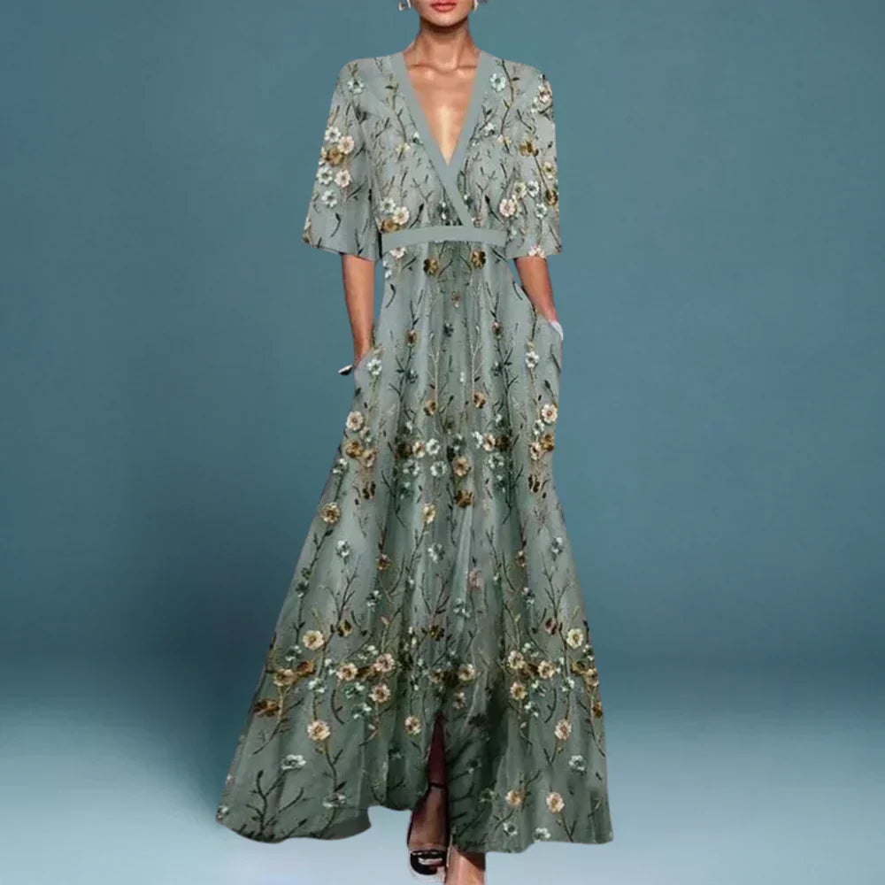 Women's Floral Maxi Dress in Floral for Date Night