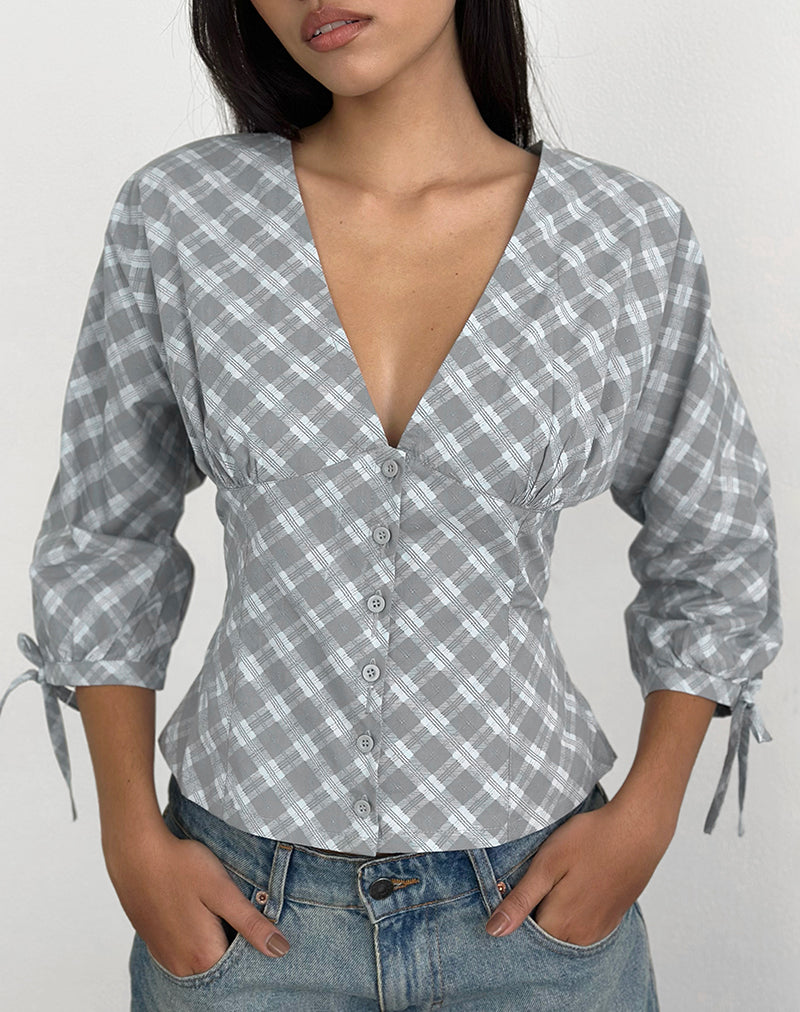 Women's Corset Top with V-Neckline in Grey for Everyday Wear