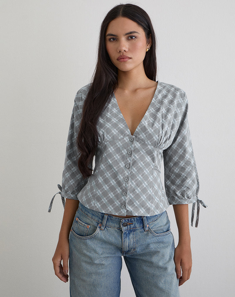 Women's Corset Top with V-Neckline in Grey for Everyday Wear