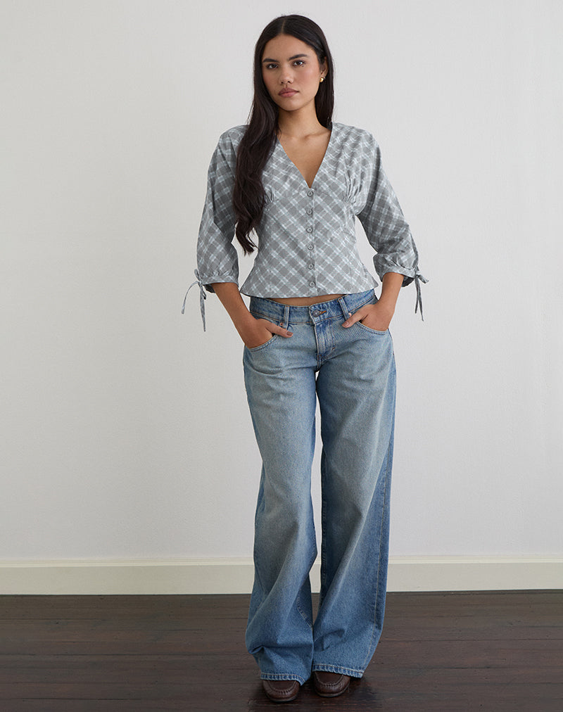 Women's Corset Top with V-Neckline in Grey for Everyday Wear