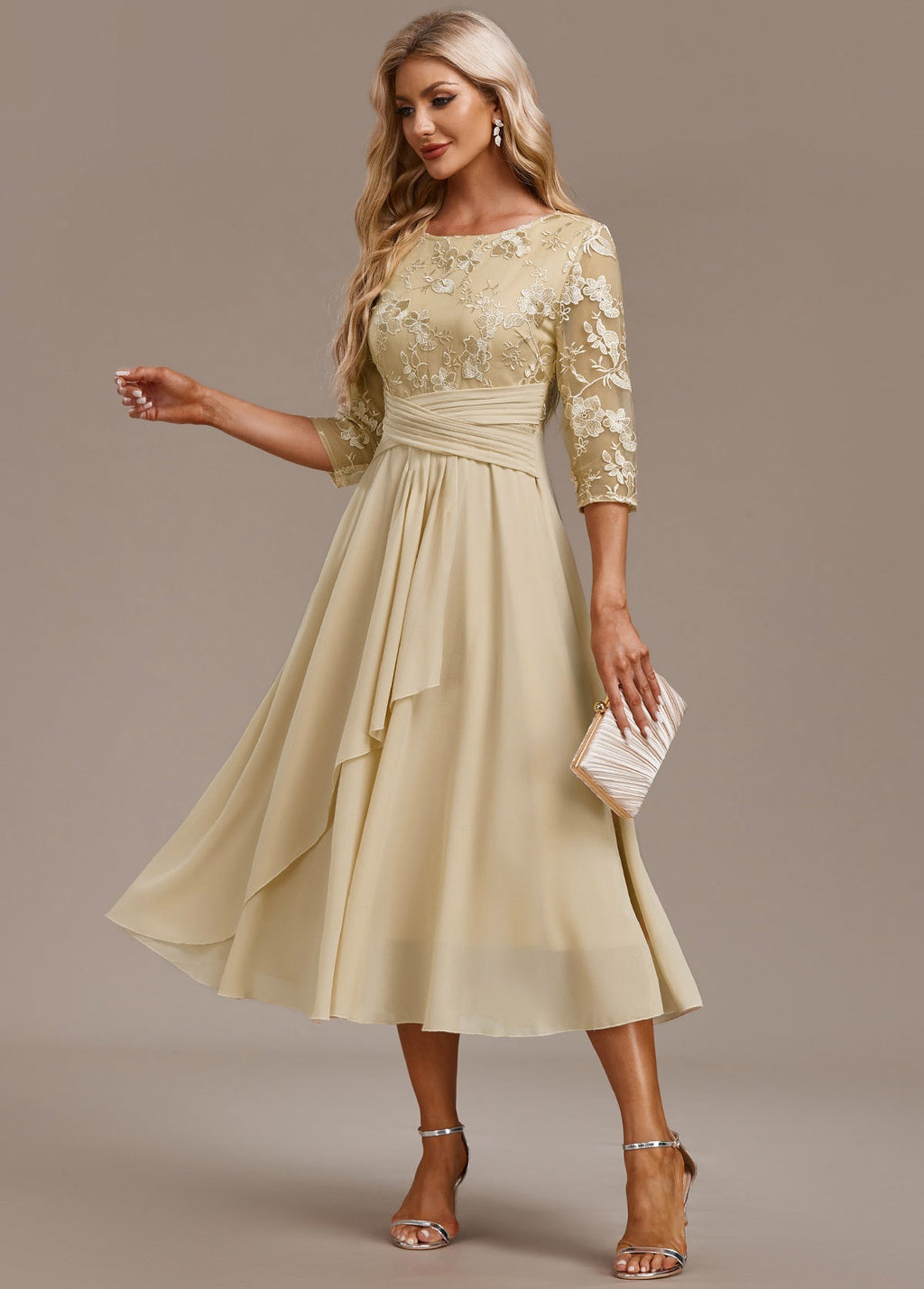 Women's Floral Flowy Midi Dress in Floral for Date Night