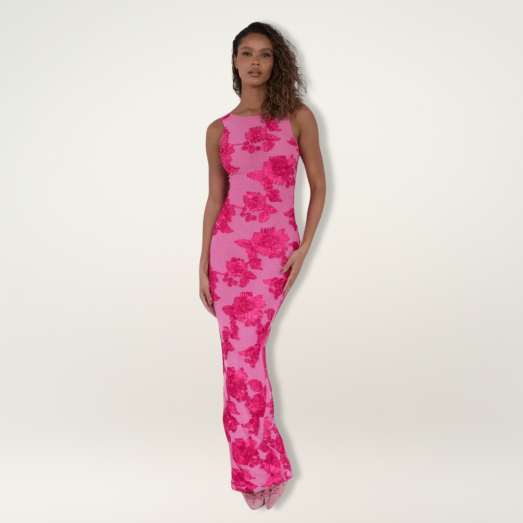Women's Floral Flowy Maxi Dress in Floral for Date Night