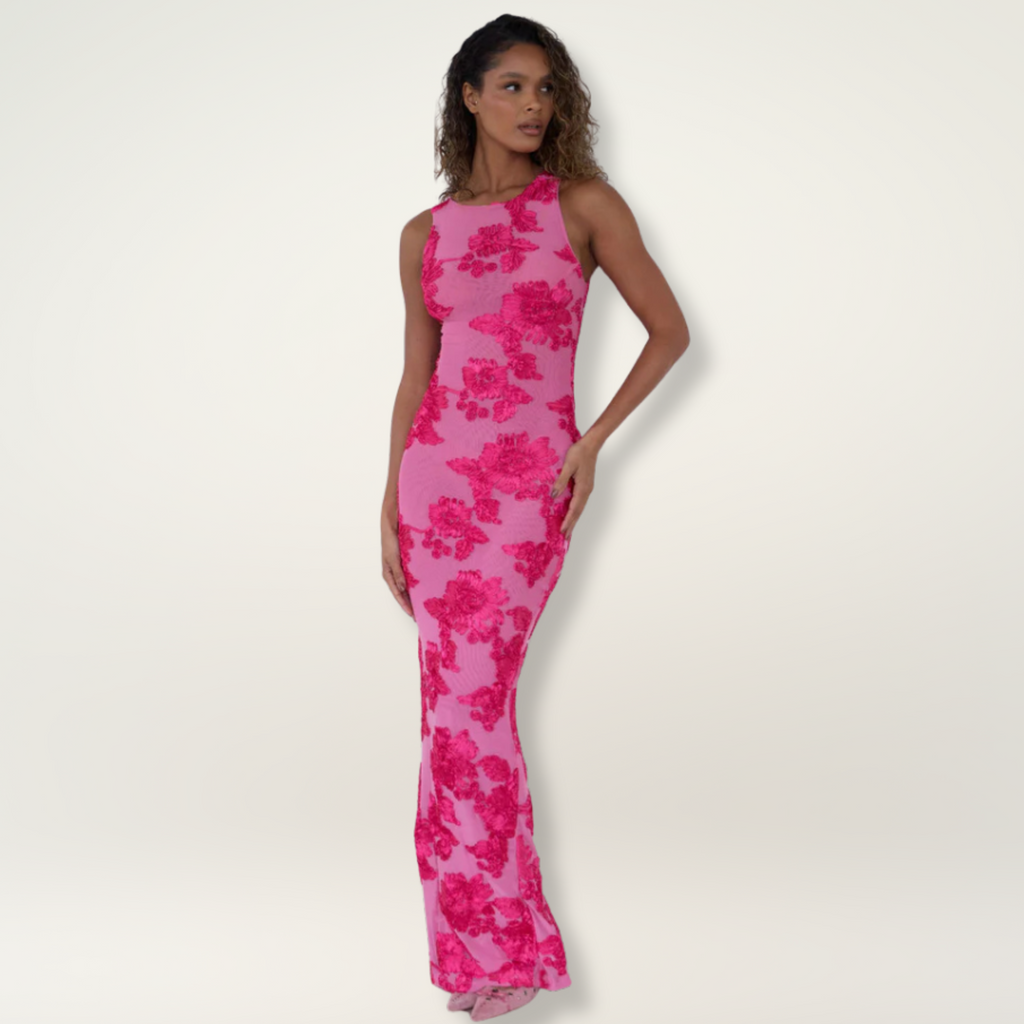 Women's Floral Flowy Maxi Dress in Floral for Date Night