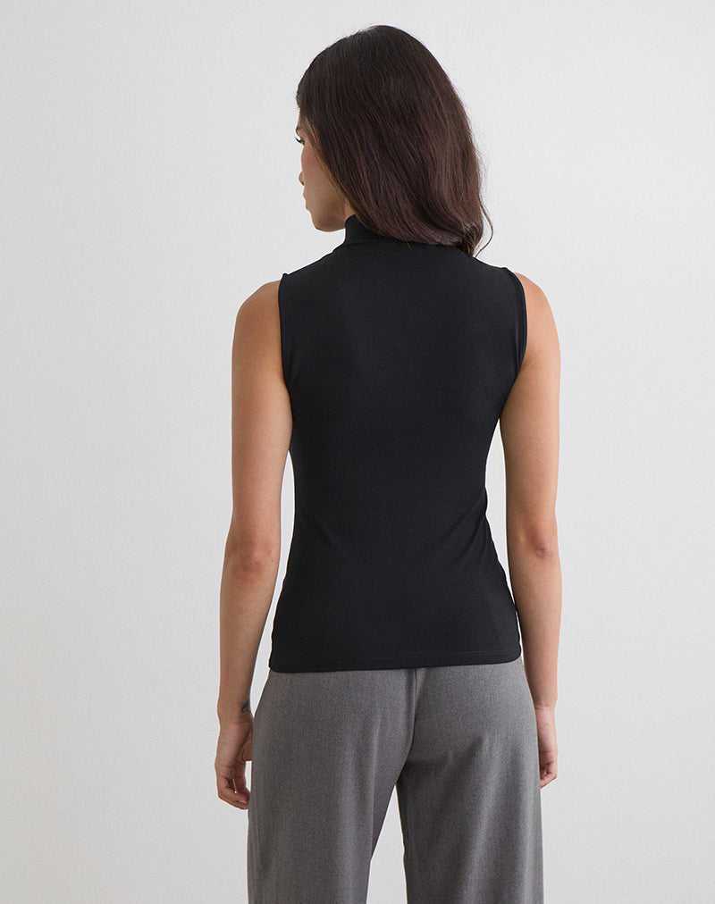 Women's Jersey Sleeveless Vest Top in Black for Everyday Wear