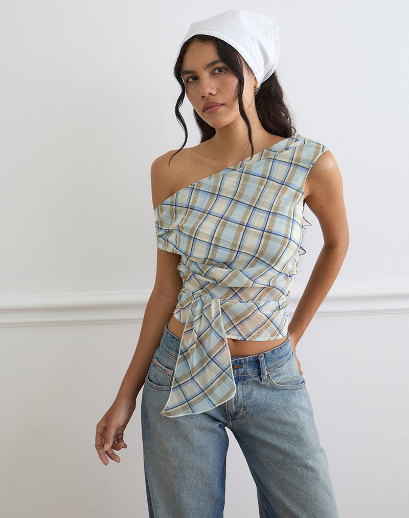 Women's Chiffon Asymmetric Top in Blue for Everyday Wear