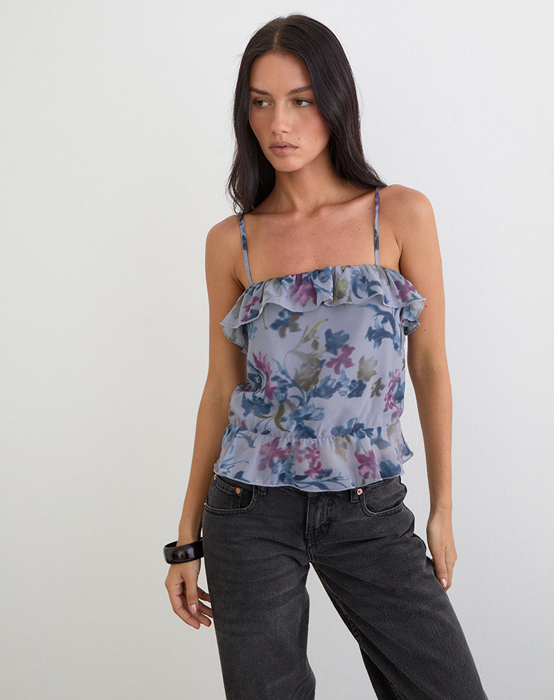 Women's Chiffon Cami Top in Blue for Everyday Wear