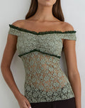 Women's Lace Fashion Top in Green for Everyday Wear