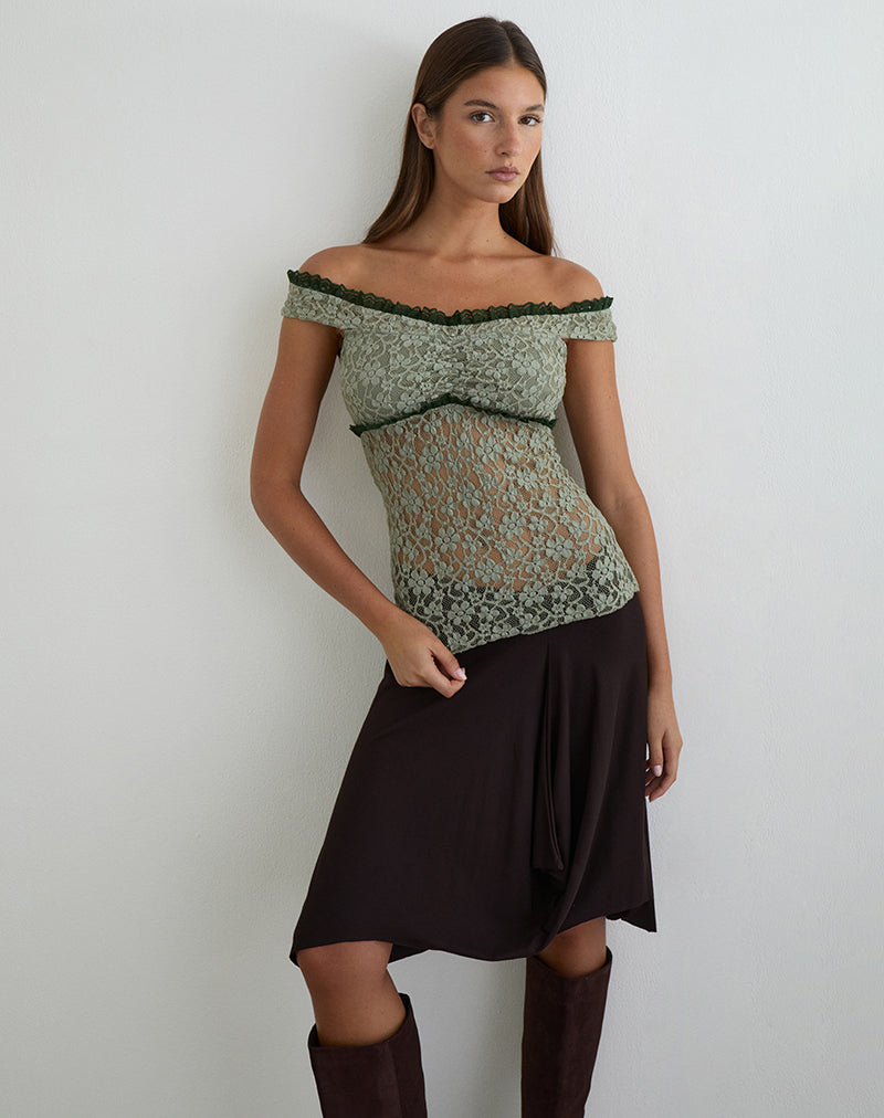 Women's Lace Fashion Top in Green for Everyday Wear