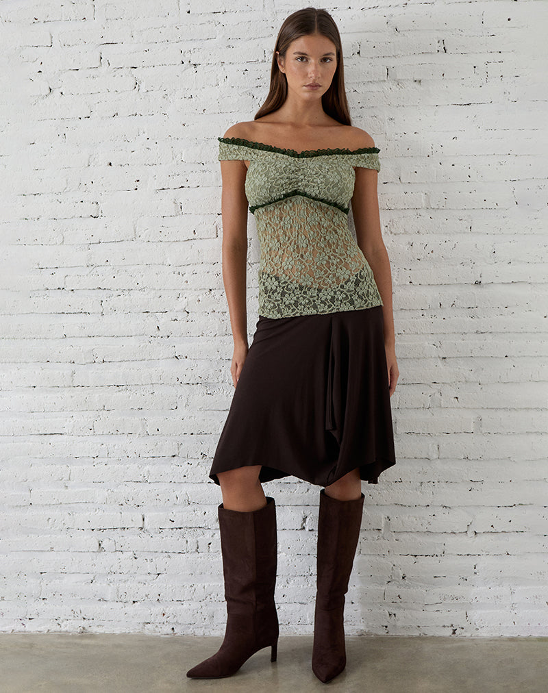 Women's Lace Fashion Top in Green for Everyday Wear