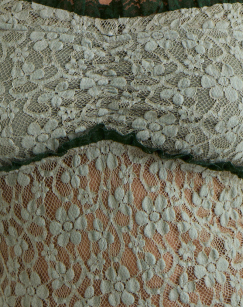 Women's Lace Fashion Top in Green for Everyday Wear