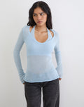 Women's Knit Halterneck Top in Blue for Everyday Wear