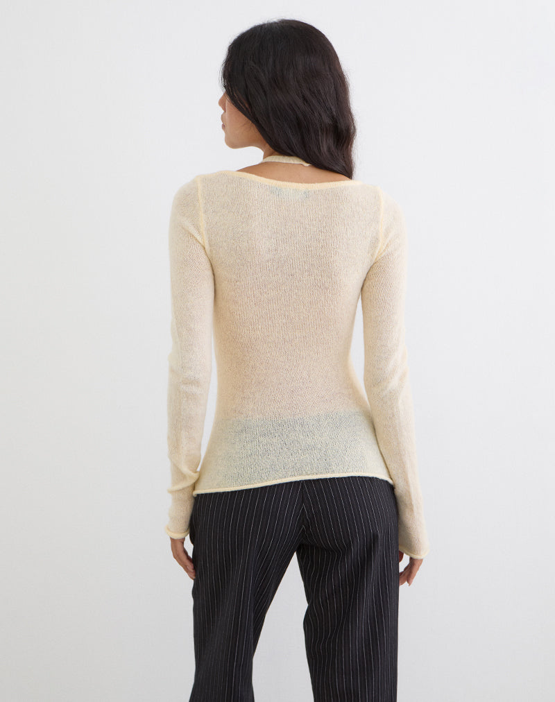 Women's Knit Halterneck Top in Lemon for Everyday Wear