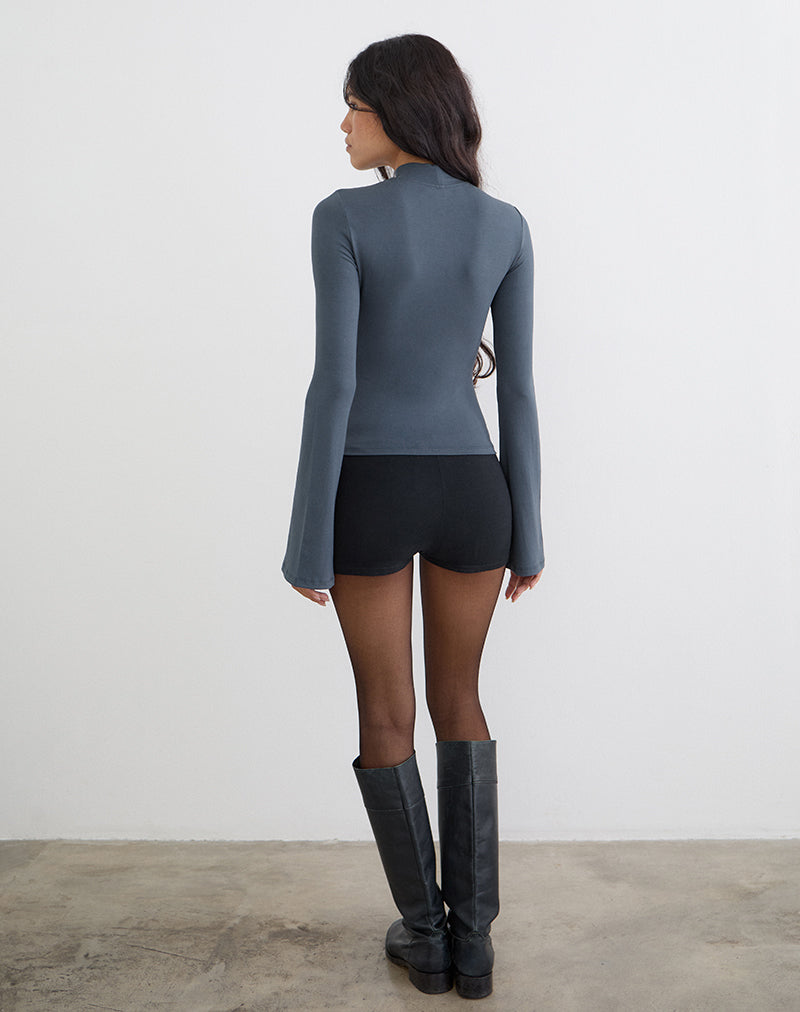 Women's Jersey Long Sleeve Slim Top in Grey for Everyday Wear
