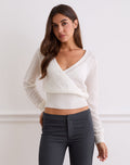 Women's Knit Fashion Top in White for Everyday Wear
